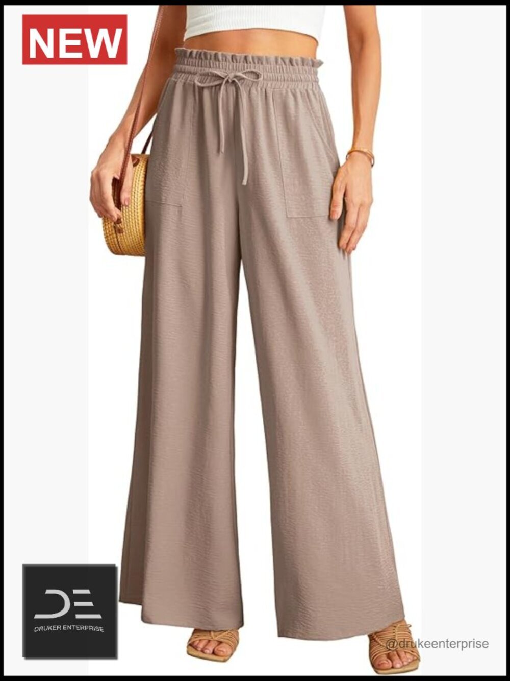 High Waist Wide Leg Pants with Pockets Flowy Trousers Business Casual